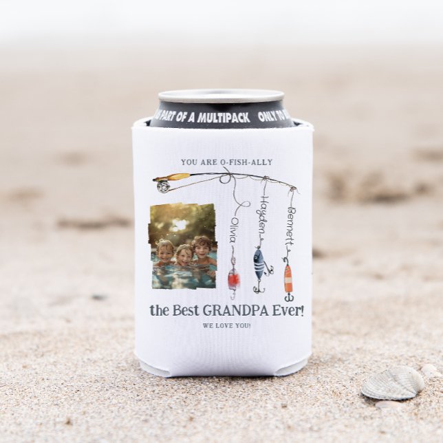 O-Fish-Ally The Best Grandpa Childs Names & Photo Can Cooler (Creator Uploaded)
