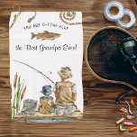 O-Fish-Ally The Best Grandpa | Fishing Towel<br><div class="desc">Featuring a charming watercolor fishing scene of a little boy with his dad or grandfather fishing on the dock. The perfect birthday, or father's day gift for any man who loves cool fishing gadgets and gear! Easily personalize this design with your own text (add a name or monogram). Convenient fishing...</div>