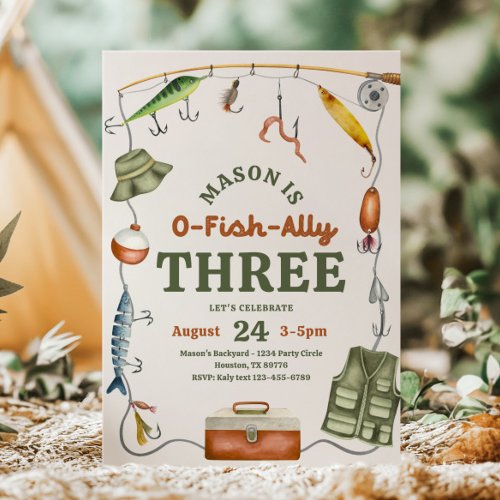 O-Fish-Ally Three Birthday Invitation