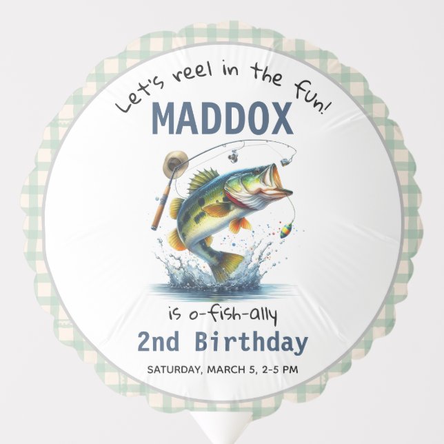 O-Fish-Ally Two Fishing 2nd Birthday Balloon (Front)