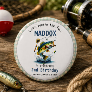 O-Fish-Ally Two Fishing 2nd Birthday Button
