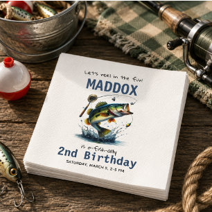 O-Fish-Ally Two Fishing 2nd Birthday Napkins