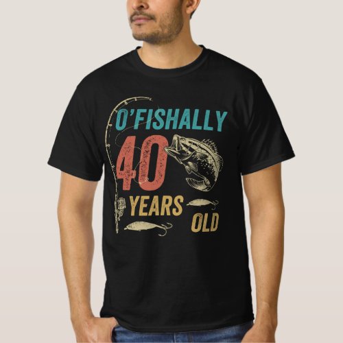 Ofishally 40 Years Old Funny Fishing Dad Grandpa T_Shirt