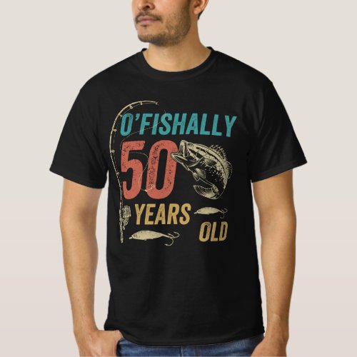 Ofishally 50 Years Old Funny Fishing Dad Grandpa T_Shirt