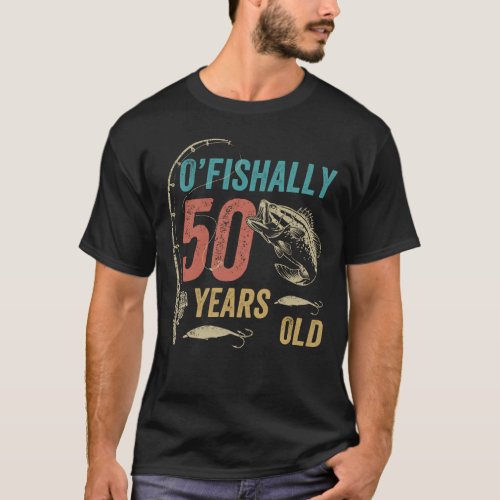 Ofishally 50 Years Old Funny Fishing Dad Grandpa T_Shirt