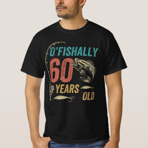 Ofishally 60 Years Old Funny Fishing Dad Grandpa T_Shirt