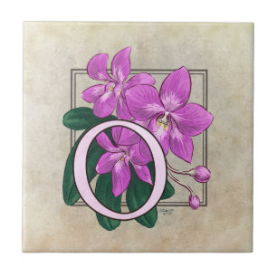 O for Orchids Flower Floral Monogram Tile