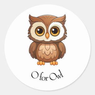 O for Owl Classic Round Sticker