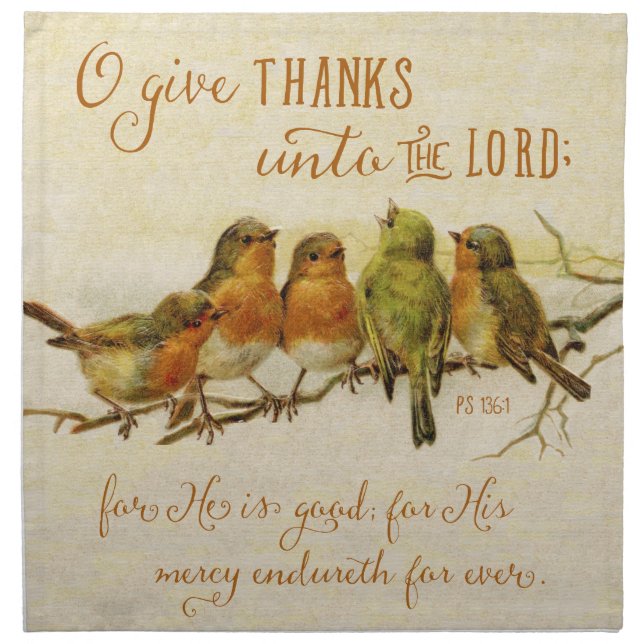 O Give Thanks Unto the Lord Cloth Napkin (Front)