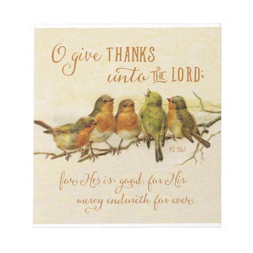 O Give Thanks Unto the Lord Notepad