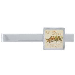 O Give Thanks Unto the Lord Silver Finish Tie Clip