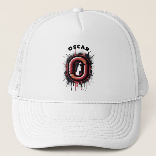 O Grunge Splatter Logo - Edgy Urban Art Design Trucker Hat (Front)