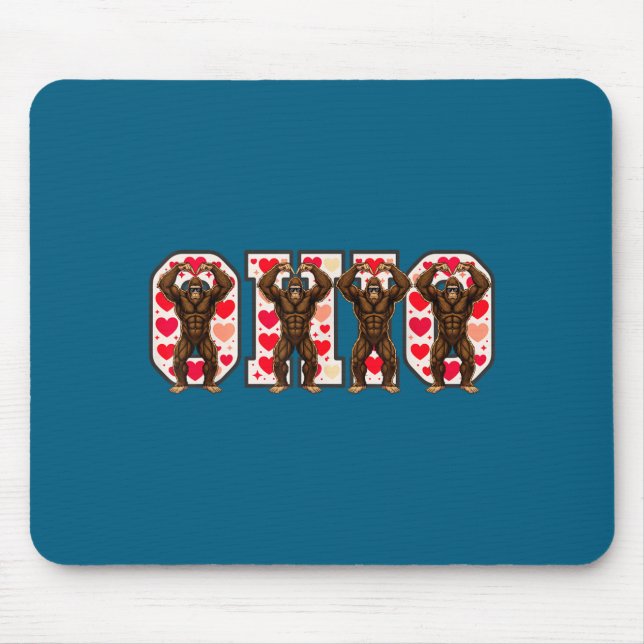 O-h-i-o Funny Bigfoot Ohio In Midwestern Valentine Mouse Pad (Front)
