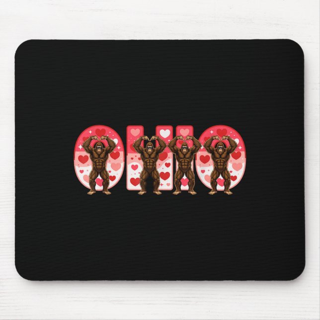 O-h-i-o Funny Bigfoot Ohio In Midwestern Valentine Mouse Pad (Front)