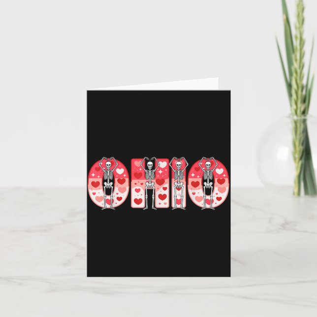 O-h-i-o Funny Skeletons Ohio In Midwestern Valenti Card (Front)