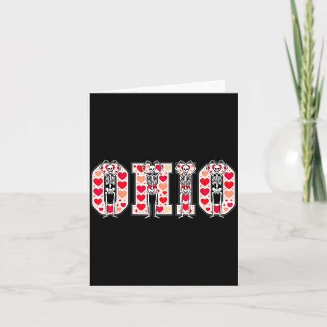 O-h-i-o Funny Skeletons Ohio In Midwestern Valenti Card (Front)