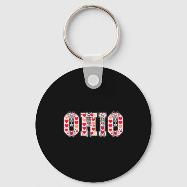 O-h-i-o Funny Skeletons Ohio In Midwestern Valenti Keychain (Front)