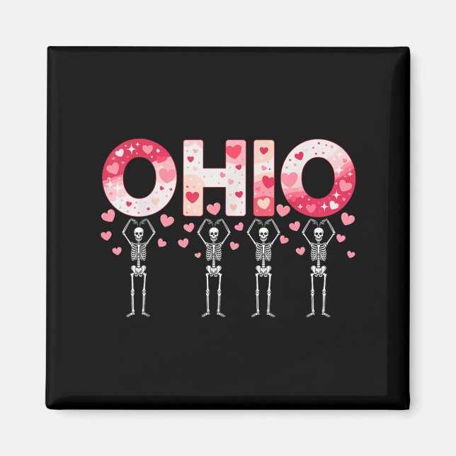 O-h-i-o Funny Skeletons Ohio In Midwestern Valenti Magnet (Front)
