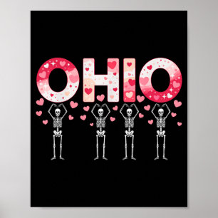 O-h-i-o Funny Skeletons Ohio In Midwestern Valenti Poster