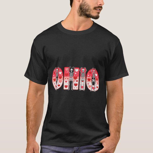 O-h-i-o Funny Skeletons Ohio In Midwestern Valenti T-Shirt (Front)
