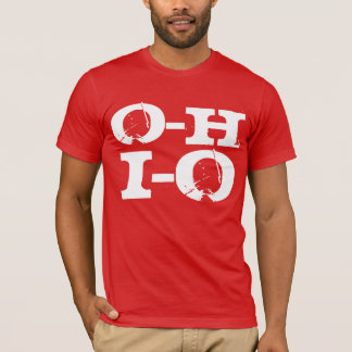 O-H I-O Ohio, Funny Cool Red and White Grunge T-Shirt