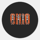 O-h-i-o State Funny Skeletons Ohio Vintage Hallowe Classic Round Sticker