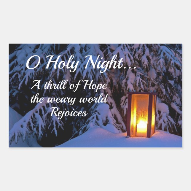 "O Holy Night" Beloved Christmas Carol Rectangular Sticker (Front)