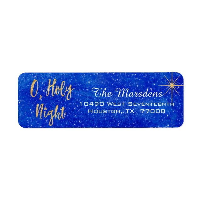 O Holy Night Blue and Gold Custom Return Label (Front)