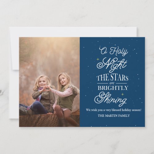 O Holy Night Blue  Christmas photo card