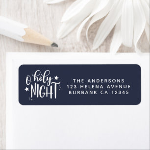 O Holy Night Blue Christmas Return Address Label