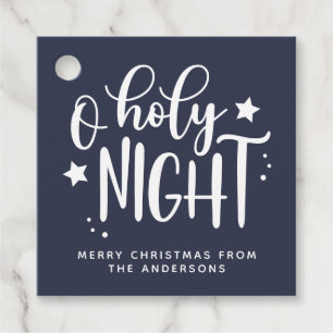 O Holy Night Blue Merry Christmas Favor Tags