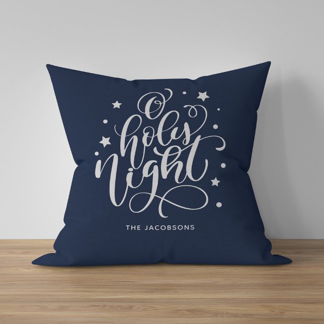 O Holy Night Calligraphy Holiday Throw Pillow (Creator Uploaded)