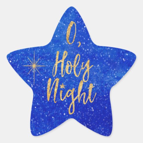 O Holy NIght Christmas Blue and Gold Star Sticker