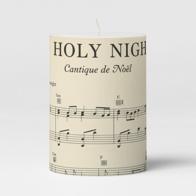 "O Holy Night" Christmas Carol Pillar Candle (Front)
