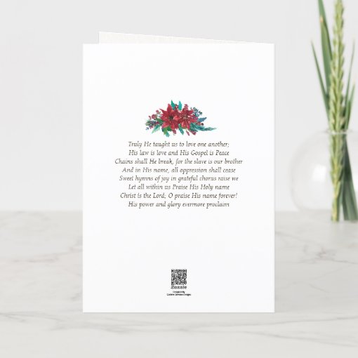 O Holy Night, Christmas Carol Red Poinsettia Holiday Card | Zazzle