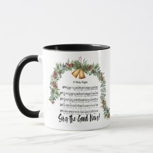 O HOLY NIGHT Christmas Hymn Black Scripture  Mug