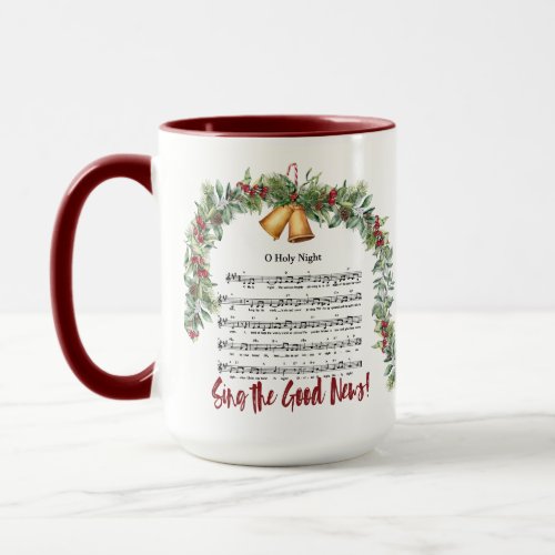 O HOLY NIGHT Christmas Hymn Maroon 15oz Scripture Mug