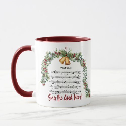 O HOLY NIGHT Christmas Hymn Maroon Scripture  Mug
