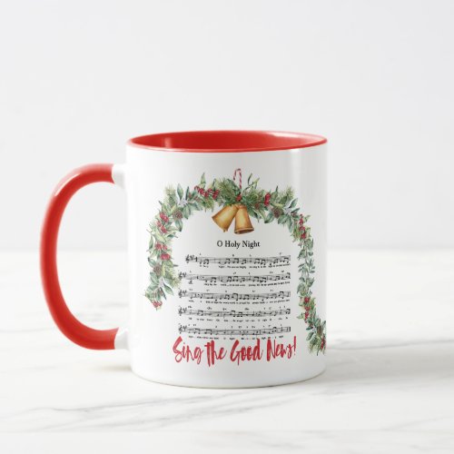 O HOLY NIGHT Christmas Hymn Red Scripture  Mug