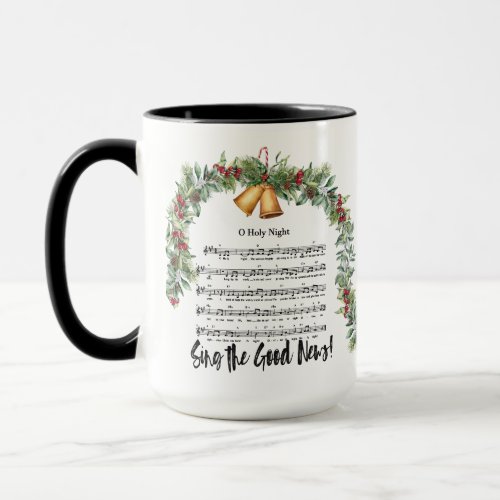 O HOLY NIGHT Christmas Hymn  Scripture Black 15oz Mug