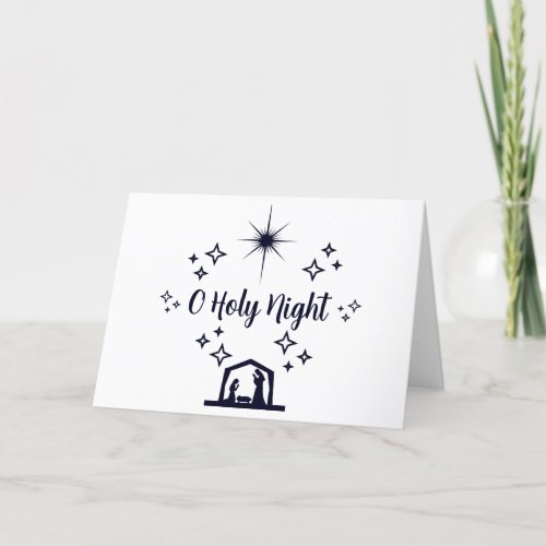 O Holy Night Christmas Minimalist Typography Holiday Card