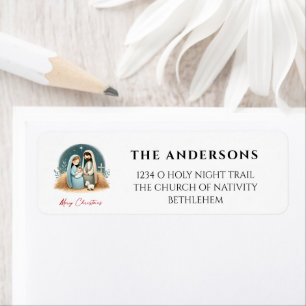 O Holy Night Christmas Nativity Scene Address Label