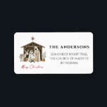 O Holy Night Christmas Nativity Scene Address Label<br><div class="desc">'Tis the Season for sending Christmas holiday greetings to family and friends. You can send your wishes with this simple return address label to show the true meaning of Christmas with the Birth and Savior of the World -- Jesus Christ. The return address label features Mary, Joseph and baby Jesus...</div>