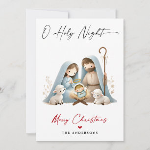 O Holy Night Christmas Nativity Scene Family Photo Holiday Card