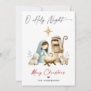 O Holy Night Christmas Nativity Scene Family Photo Holiday Card