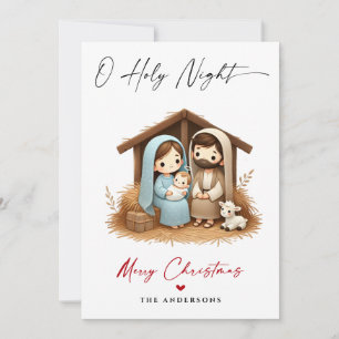 O Holy Night Christmas Nativity Scene Family Photo Holiday Card