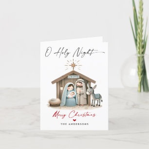 O Holy Night Christmas Nativity Scene Family Photo Holiday Card