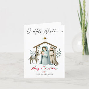 O Holy Night Christmas Nativity Scene Family Photo Holiday Card