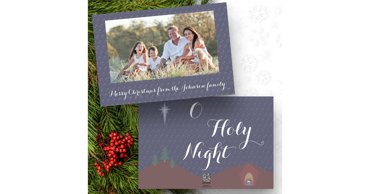 O Holy Night Christmas Photo Holiday Card Zazzle