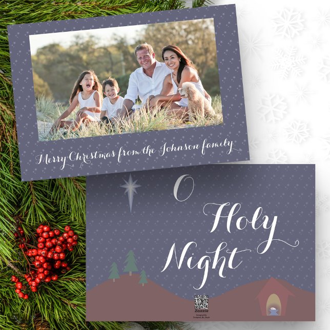 O Holy Night Christmas Photo Holiday Card (O Holy Night Christmas card front and back.)